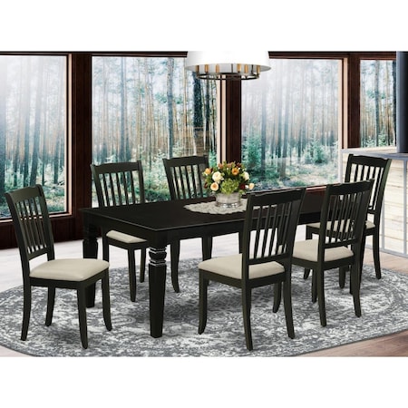 East West Furniture 7 Piece Logan Dinette Set - Black LGDA7-BLK-C